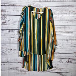 Est. 1946 womens plus size 22/24W Striped hi-low blouse tunic top boho chic